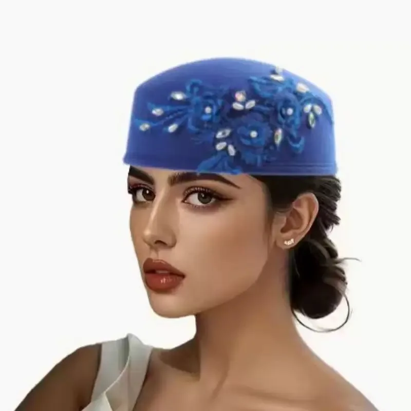 

Fashion Summer Autumn African Turban Hat for Women Church with Flower Soft Caps for Party Casual Head Wrap African Headtie