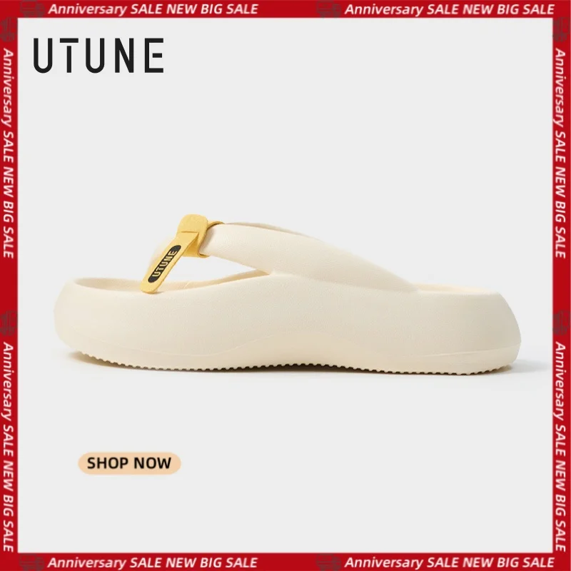 

UTUNE Official Website Couple Mousse Flip-Flops Women's Indoor Home Shoes Men's Summer Soft Beach Slipper Ergonomic Sandals