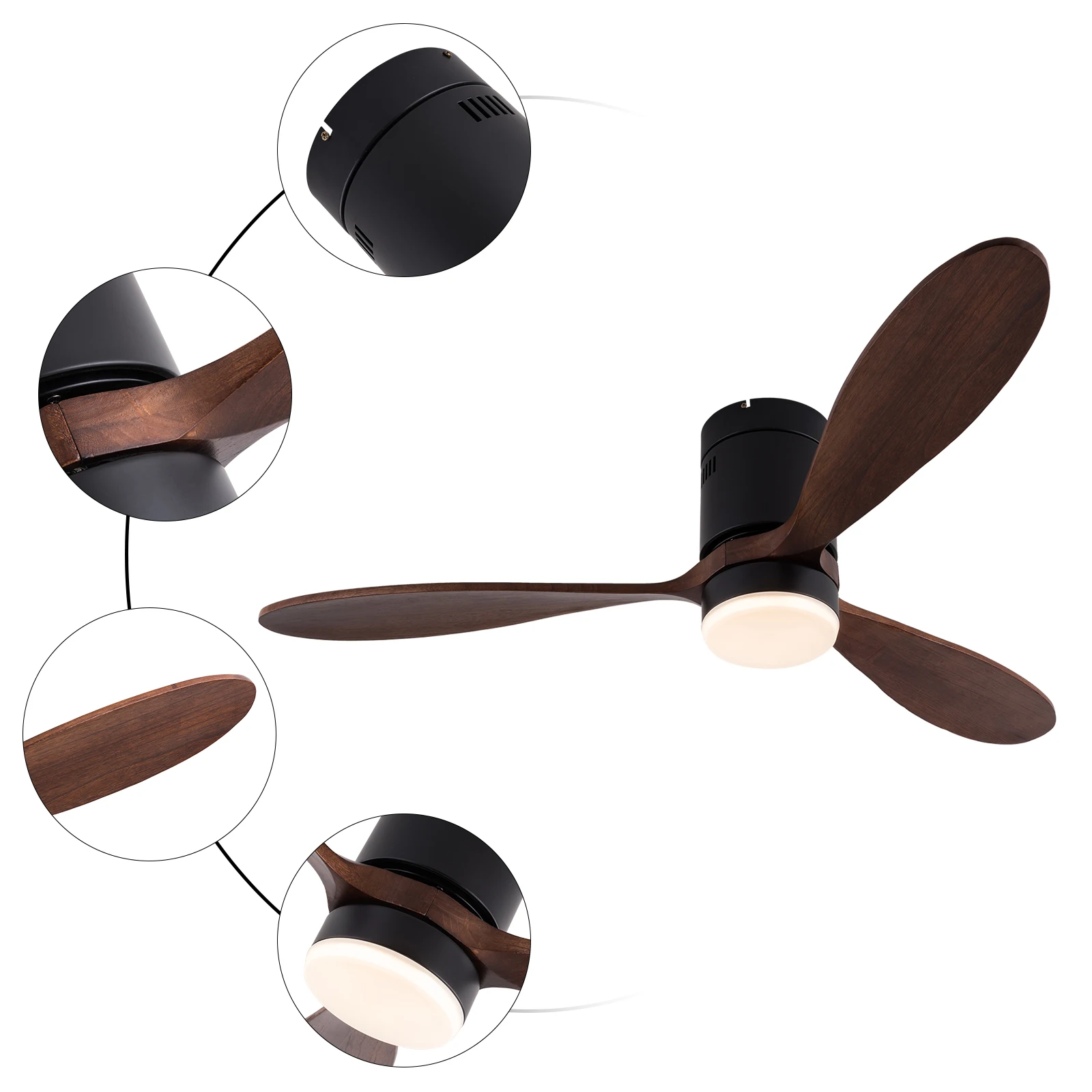 6 Speed 52 Inch Smart Ceiling Fan with Remote Control  Dimmable LED Light Quiet Reversible Motor Energy Saving Modern Ceiling Fan with Timer for Living Room Bedroom Home Office