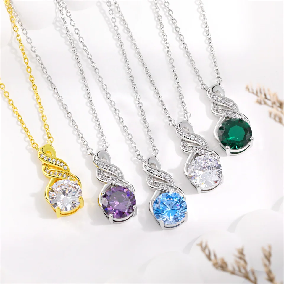 

Colored Zirconia Pendant For Women Free Shipping Items Wrapped Water Drop Necklace Stainless Steel Necklaces For Women Jewelry G