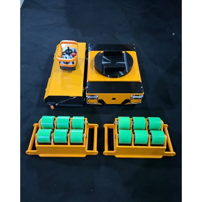 Multi‑Ton Electric Heavy‑Duty Tank Roller Trolley, Remote Operated Rotatable Lifting Cargo Mover Equipped with Rubber Wheels