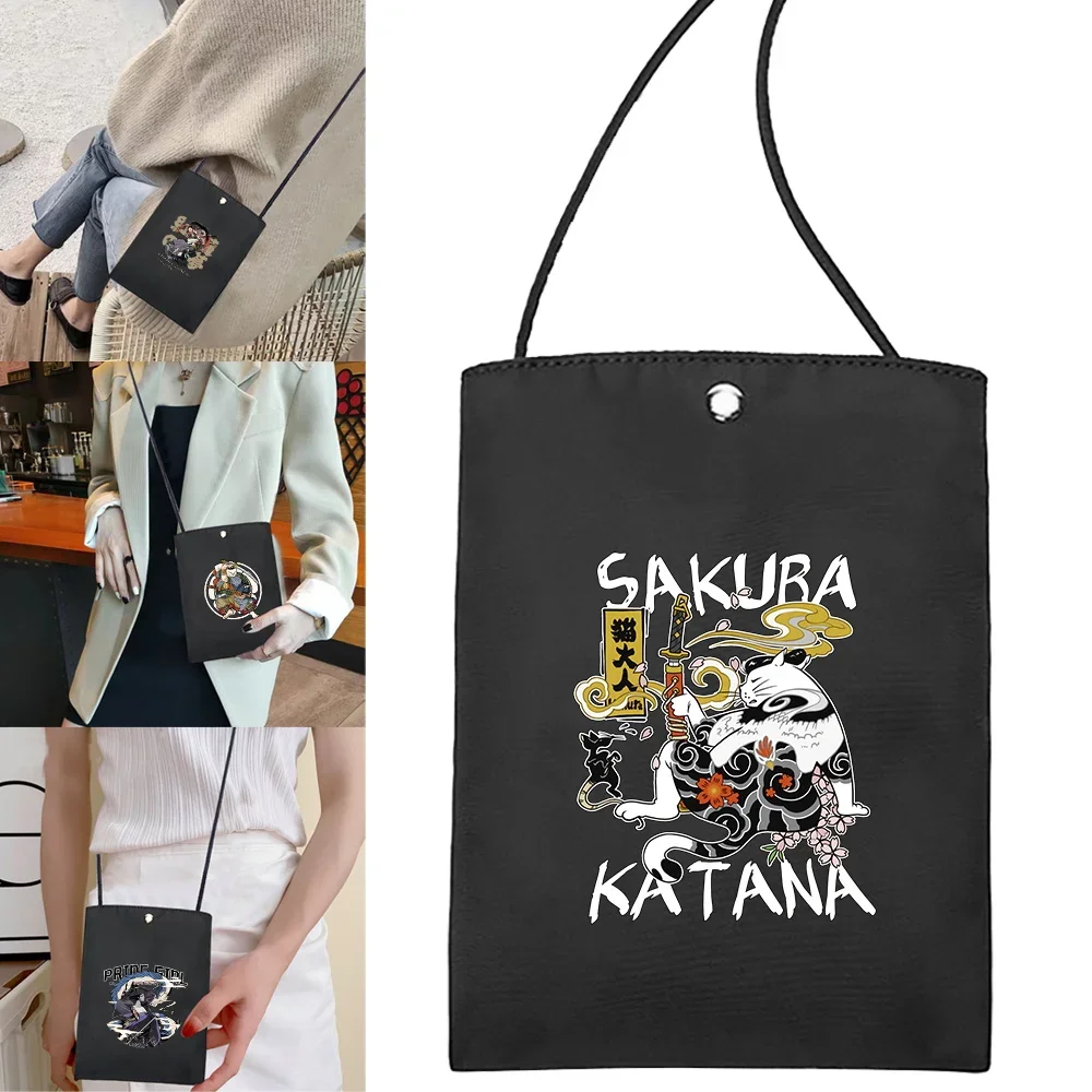 Samurai Print Series Mobile Phone Bags Small Women Mini Messenger Purse Lady Wallet Shoulder CrossBody Pack Female Sports Wallet