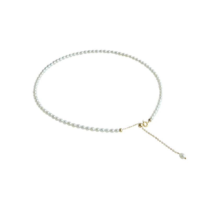 Collares de perlas de agua dulce para mujer, joyería rellena de oro de 14K, 3a, 4-5mm, real, pequeño, blanco, regalos, venta al por mayor