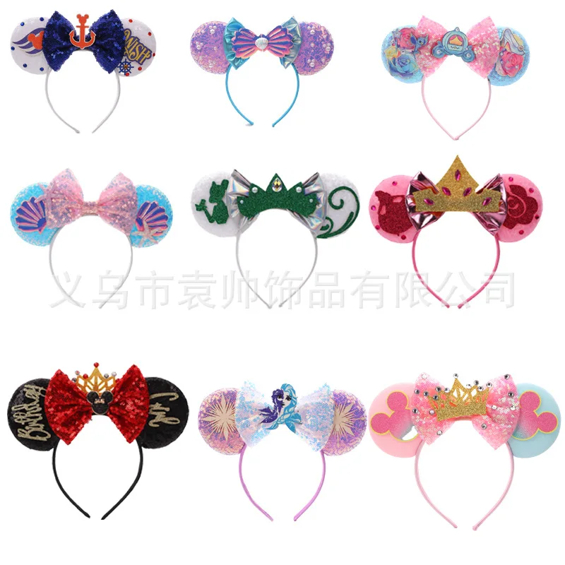 

Kawaii Disney Stitch Headband Mickey Mouse Minnie Anime Cute Cartoon Mickey Mouse Ear Head Band Hair Accessories Christmas Gift