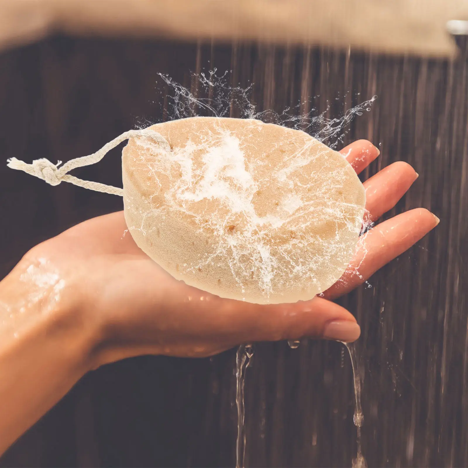 

5Pcs Artificial Honeycomb Sponge Seaweed Cotton Bath Shower Exfoliating Massaging Cleansing Sponge with Hanging Rope