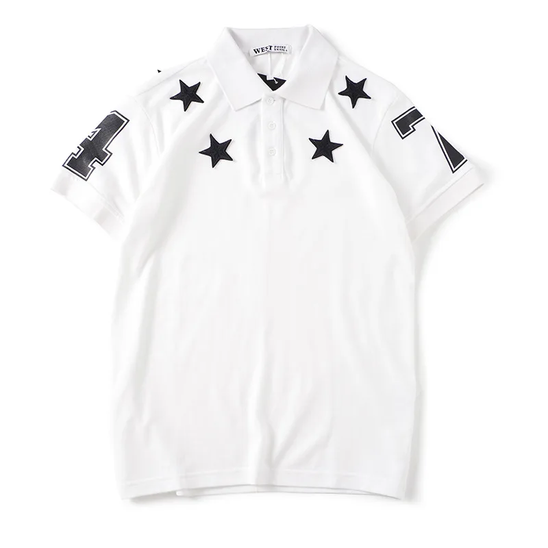 High New Men luxury 2021 Classic Embroidered PU leather star 74 Polo Shirts Shirt Hip Hop Skateboard Cotton Polo Top M-2XL #D177