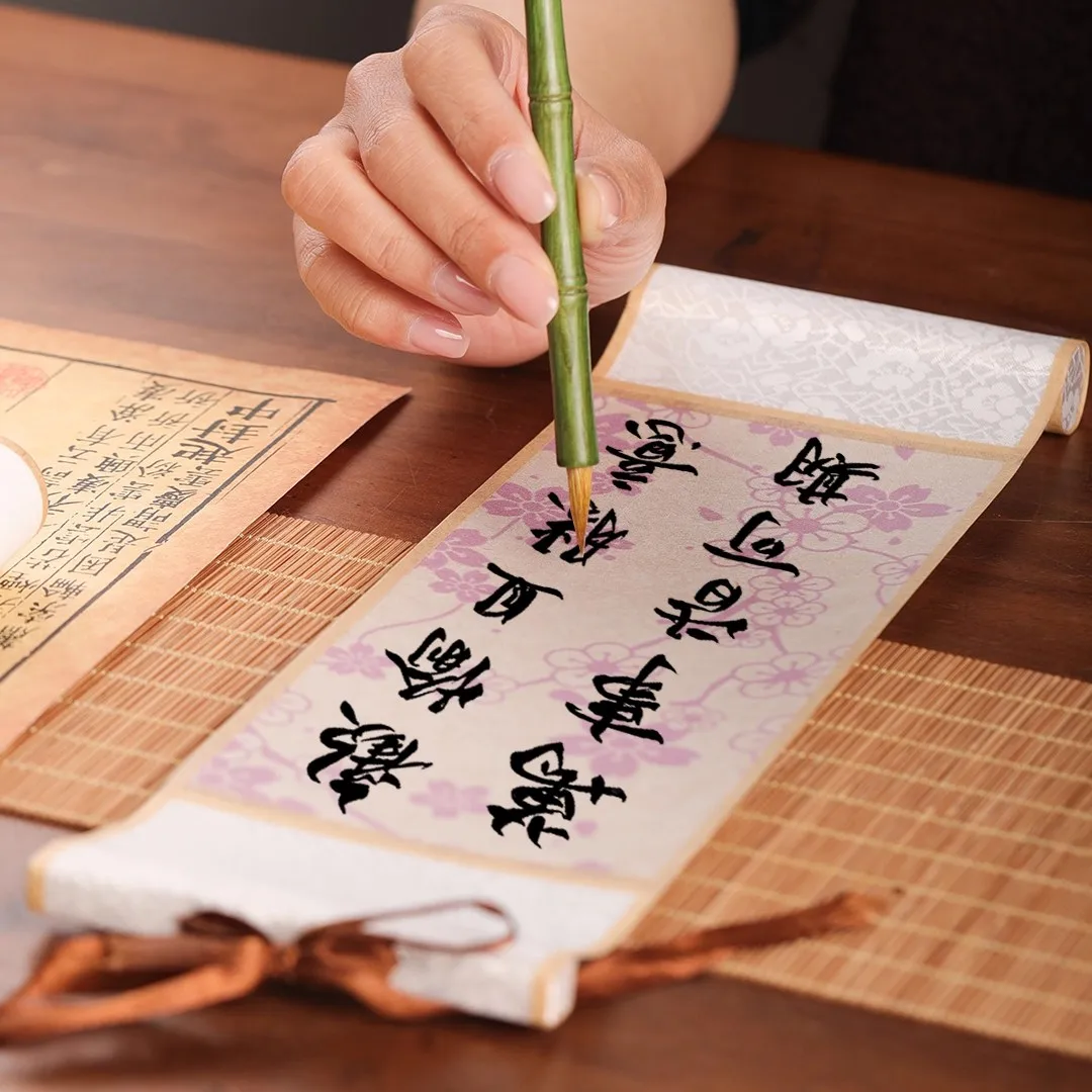 10pcs Mini Blank Scroll Hanging Xuan Paper - Small Semi-Raw/Semi-Ripe Rice Paper for Calligraphy, Painting & Decoration - Image 4
