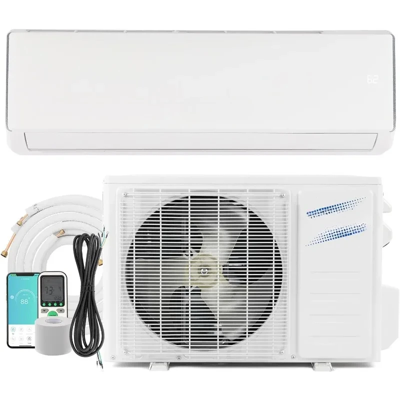 11000 BTU Wifi Enabled Mini Split Air Conditioner & Heater, 17 SEER2 115V Inverter Ductless Wall AC Unit with Pre-Charged