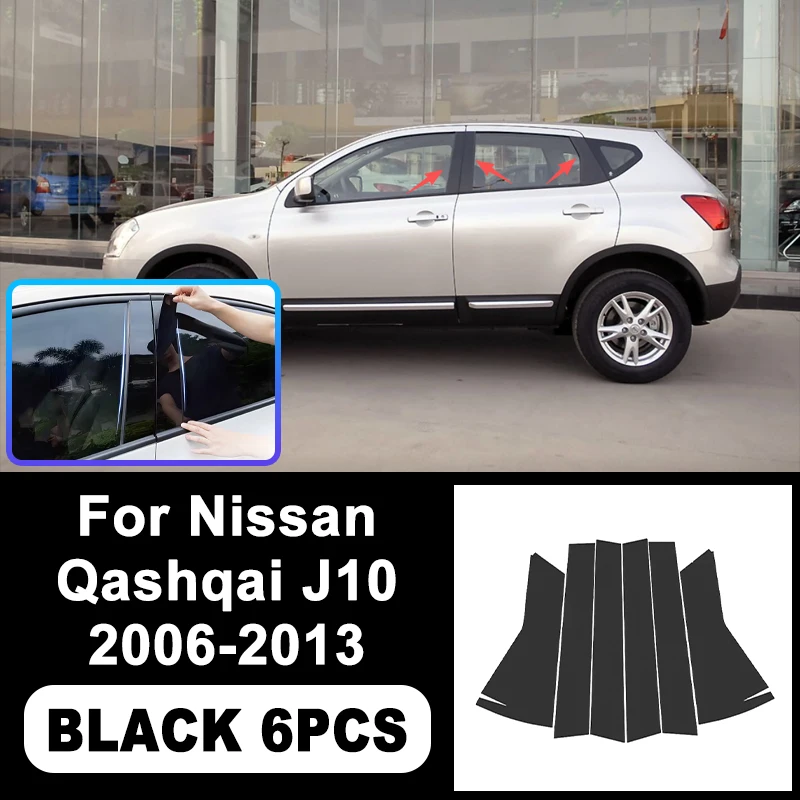 

For Nissan Qashqai J10 2006-2013 B/C Pillar Stickers - PC Window Decorative Trim for Middle Pillar,Car Exterior Accessories 2007