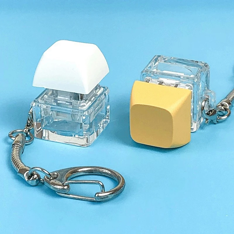 1 قطعة سلسلة المفاتيح الضغط لوحة المفاتيح الميكانيكية زر كيرينغ الإصبع مفتاح غطاء قلادة لعبة ضد الإجهاد