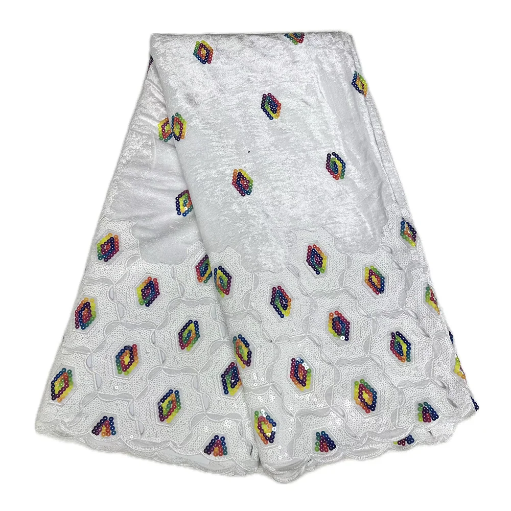 Женская кружевная ткань в стиле ретро с блестками, африканский 5-ярдовый материал, нигерийские элегантные свадебные платья, бархатная ткань