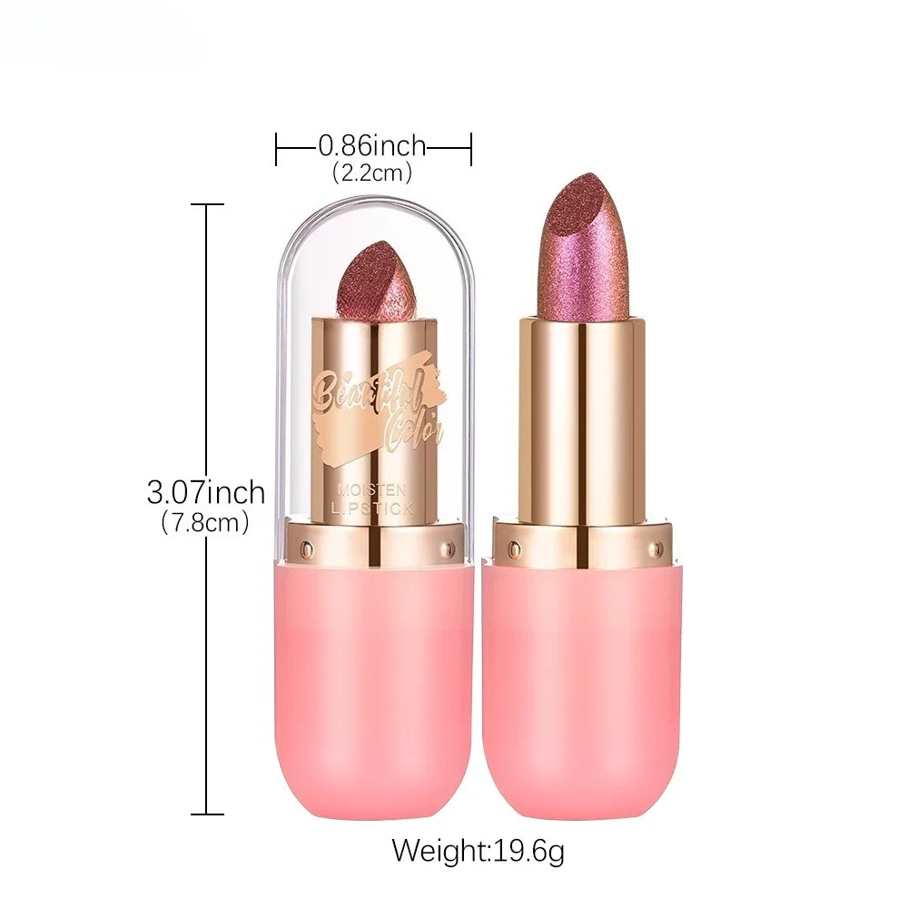 Changing Matte Glitter Diamond Lipstick Metallic Violet Chameleon Lipstick Color Waterproof Pearl Shine Lip Gloss Sexy Makeup