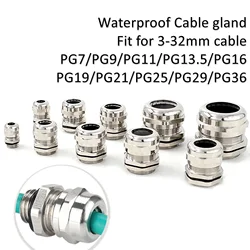 10PCS   Waterproof Cable Gland Connector IP68 Nickel Plated Brass Metric Cable PG7 PG9 PG11 PG13.5 PG16 PG19 PG21 3-32mm Cable