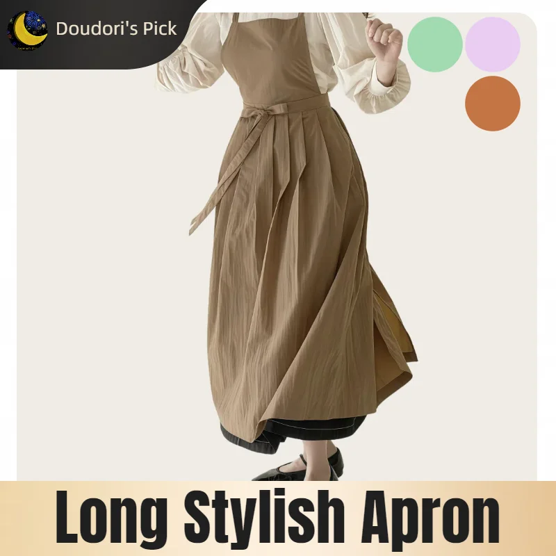 Модный длинный фартук для женщин с карманным дизайном