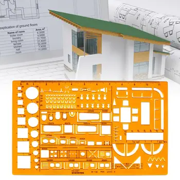 Architecturale Sjablonen Liniaal Stencil Tekengereedschappen Oranje Lay-Out