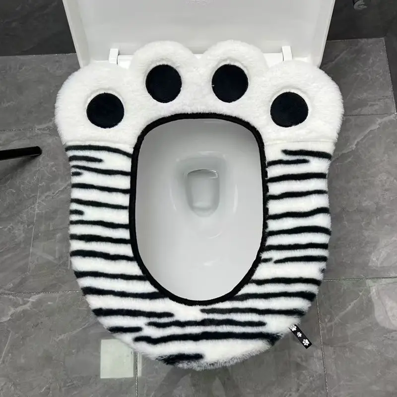 Cute Bear Paw Cartoon Toilet Coal Ball Seat Pad Four Seasons Universal Toilet Seat Pad Home Winter Adhesive Thick