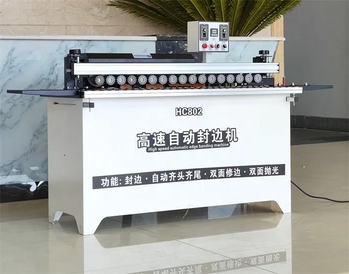 Economic automatic auto woodworking wood end cutting trimming polishing edge banding bander edgebander edging machine