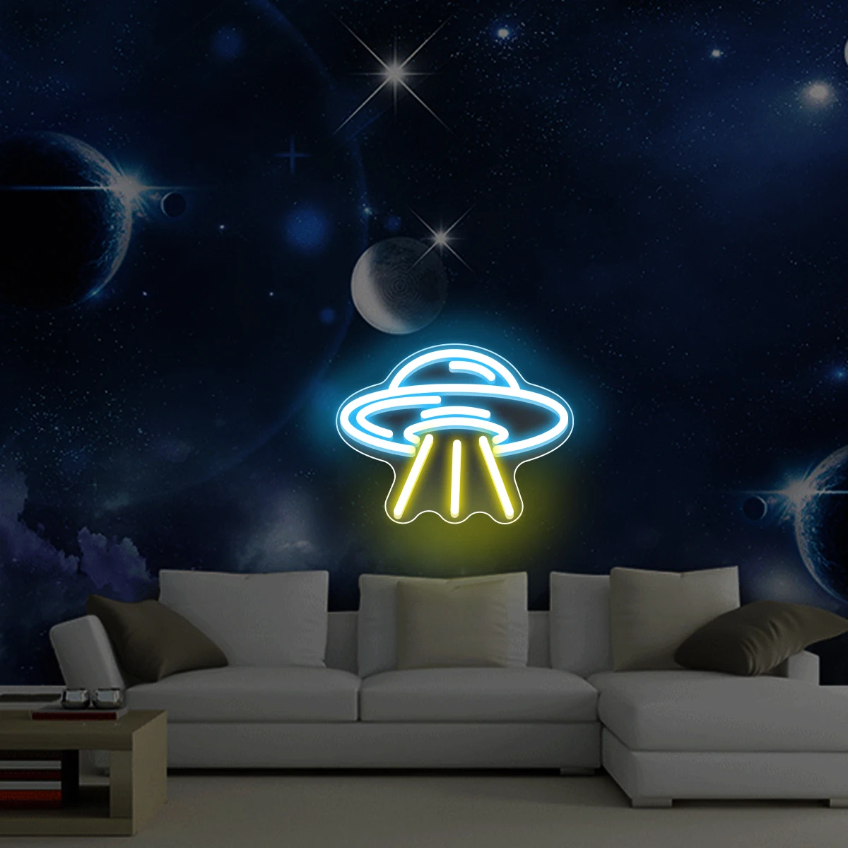 Platillo volador de nave espacial, letreros de neón Led, decoración para sala de juegos, colgante de pared del dormitorio, luz de neón personalizada, regalo de cumpleaños para fiesta