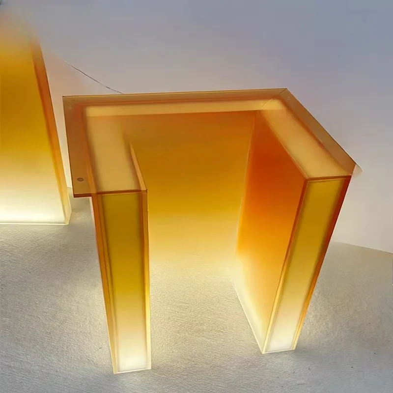 Frosted acrylic luminous bar table legs luminous dining table feet one-shaped island table desk bracket support leg bracket