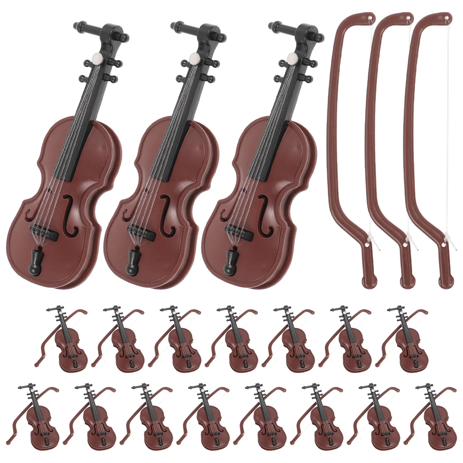 

20 Sets Mini Violin Miniature Christmas Toy Xmas Models Crafts Violins Ornaments Decors Work