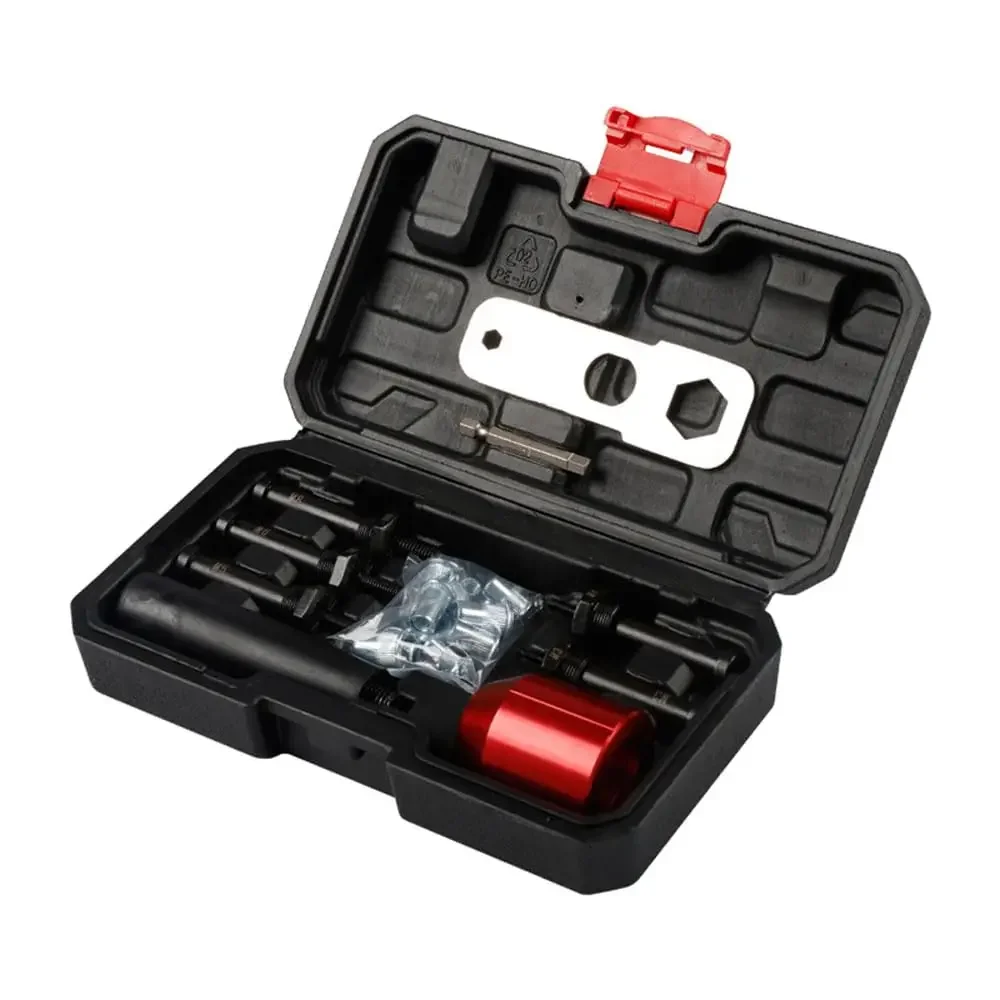 26Pcs Niet Mutter Bohrer Adapter M3 M4 M5 M6 M8 Metrische Dorn Niet Mutter Gewinde Einsatz Aluminium Bohrer befestigung Werkzeug Set