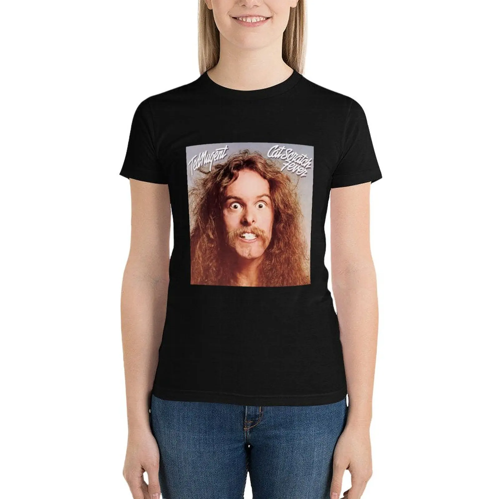 

Ted Nugent cat scratch fever T-Shirt graphics summer tops rock and roll t shirts for Women