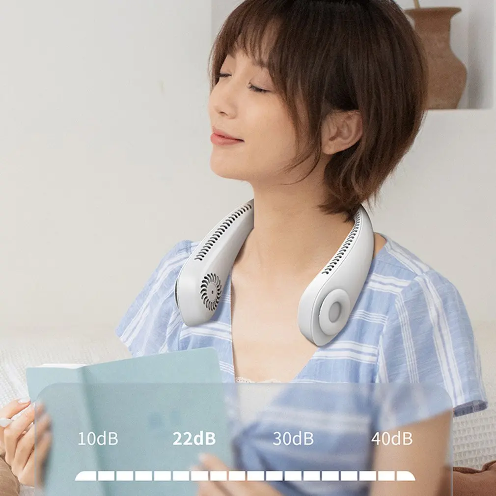 Usb Lazy Leafless Hanging Neck Mini Desktop Multifunctional Household Small Charging Silent Durable Fan