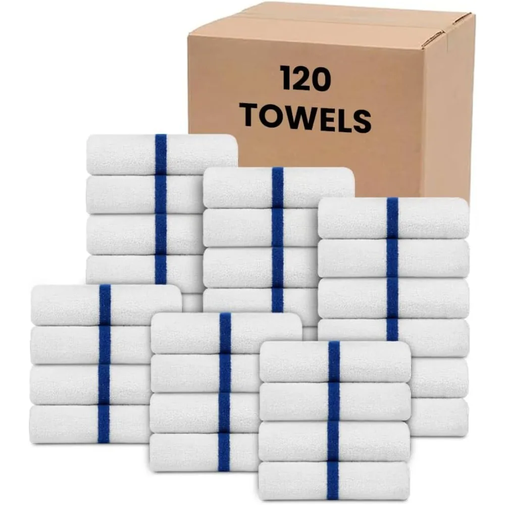 Centro Stripe 120 Toallas a granel (22x44) – Toallas de piscina a granel suaves y absorbentes para hoteles: livianas y de secado rápido