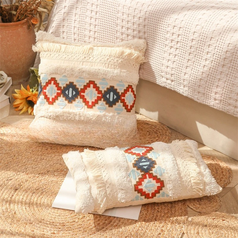 

Throw Cushion Cover Fashion Nordic Tufted Bedroom Living Room Sofa Ethnic Bohemian Cotton and Linen Pillow Case Cover