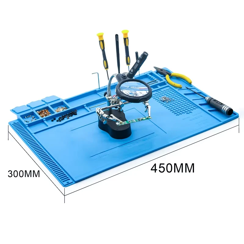 Silicone Magnetic Repair Mat Heat Resistant Anti-Static Work Pad for Soldering, Electronics Repair PCB Welding