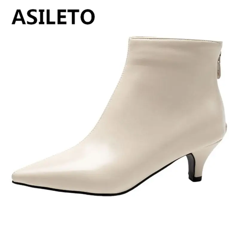 ASILETO Luxury Elegant Female Ankle Boots 32 33 Pointed Toe Small Heels 5cm Zipper Plus Size 47 48 Office Lady Daily Booties