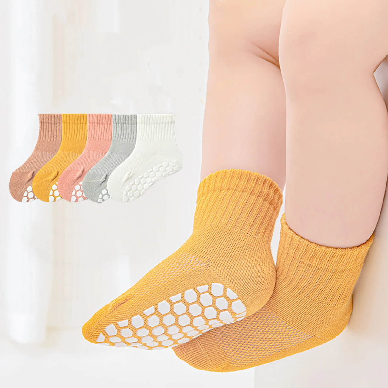 

Solid Color Baby Mesh Socks Boy Girl Spring Summer Anti-Slip Floor Sock 1-3Year Toddler Thin Breathable Cotton Socks Kids Footw