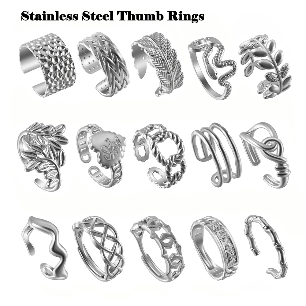 1PC Stainless Steel Thumb Rings Ladies Mens Toe Rings Adjustable Open Band Simple Exquisite Womens Ring