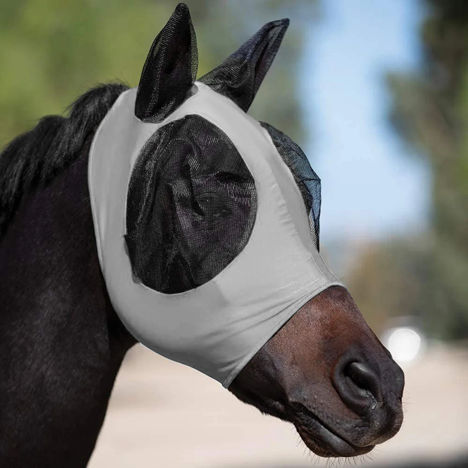 Guard Mesh Face Guard 33.3 * 18.3cm Horse Fly Mesh Face Guard With Ears Comfort Elasticity Soft Sun Protection