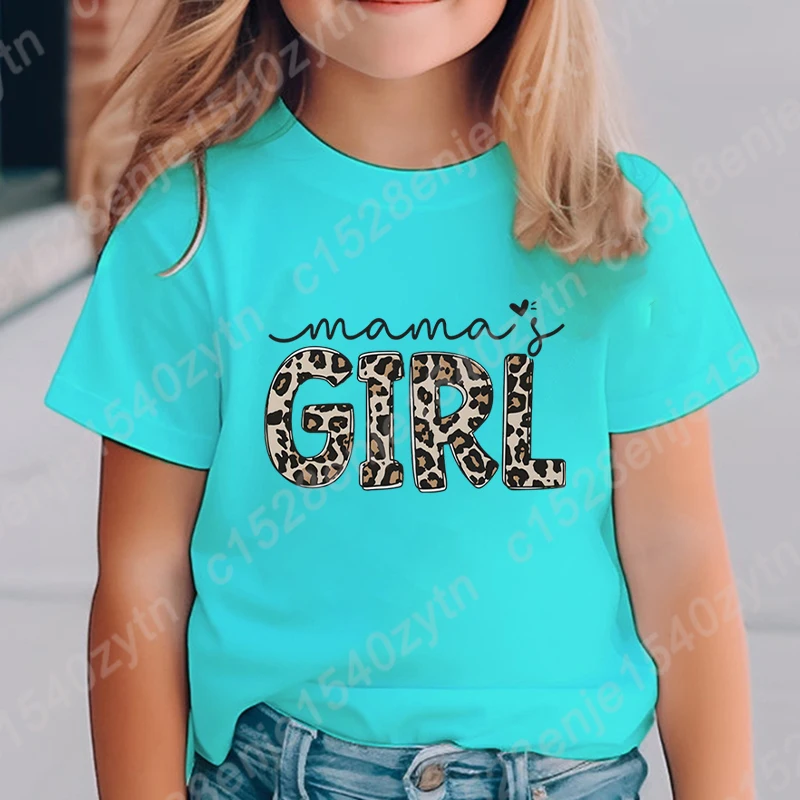 

Mama's Girl Print T-shirt Summer New Fashion Short Sleeve Tees Children Girls Crew Neck Tops Kids Solid Color Loose Soft T Shirt