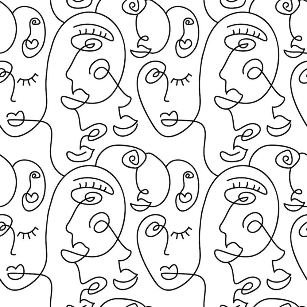 Custom European Black and White Abstract Face Line Art Wallpaper living room Mural Bathroom Backdrop 3d Wall Paper home decor