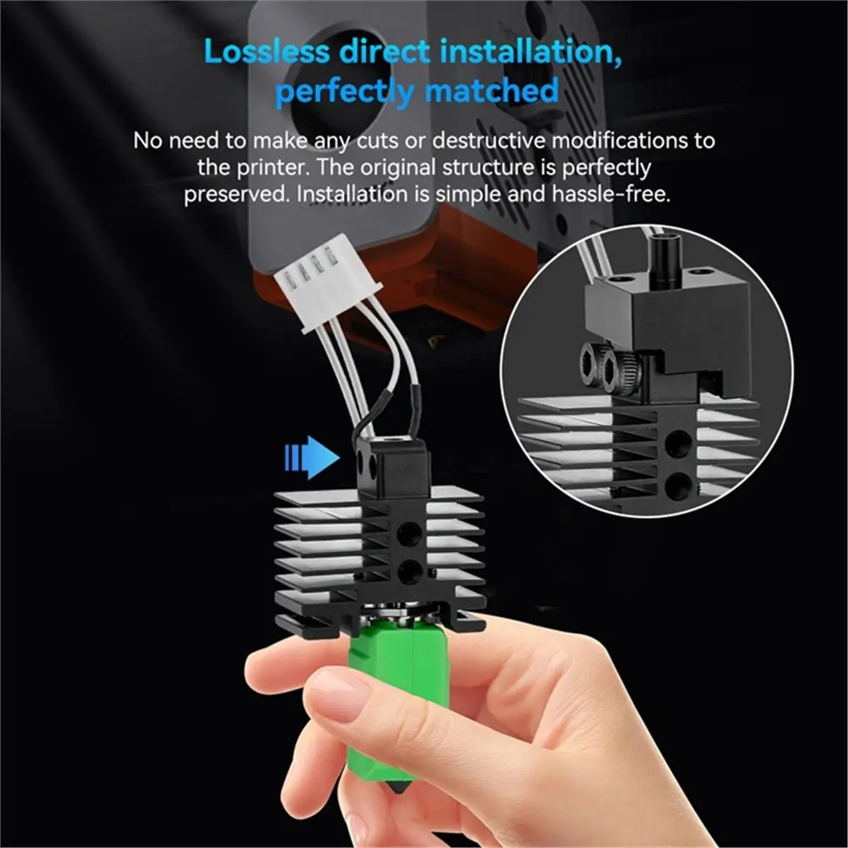 Upgraded 2.0 Convert to S1C 0.4MM Hotend Kit for S1 Combo Adapter Hardened Steel Nozzle Hot End Kit