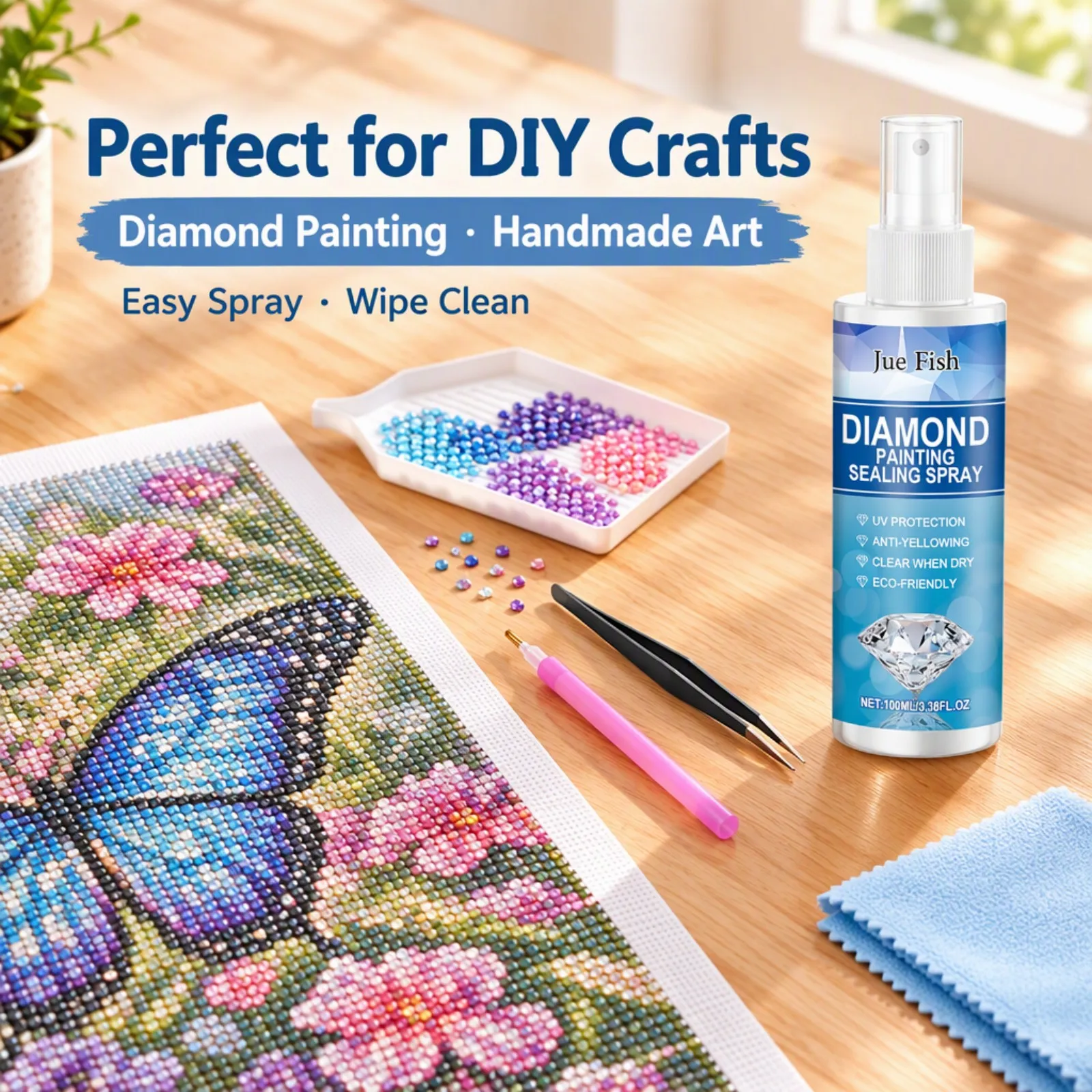Diamond Painting Sealer Spray 100ml Long Lasting Seal Does Not Affect Sparkle for DIY Art Craft Puzzle Resin Protective Coating