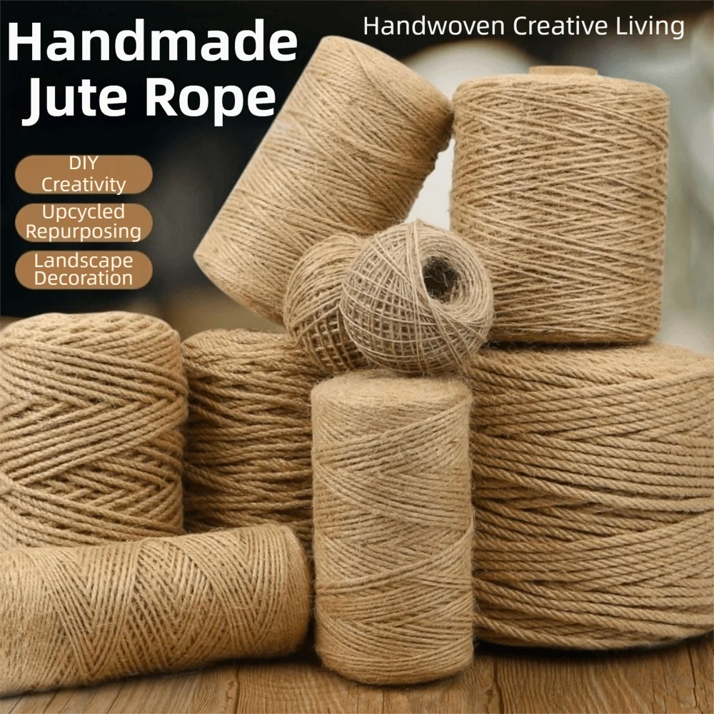 Farmhouse Style Rustic Jute Twine 2/3/4/5/6/14mm Crafts Sewing Jute Cord Long Reusable Macrame Cord Gift Wrapping