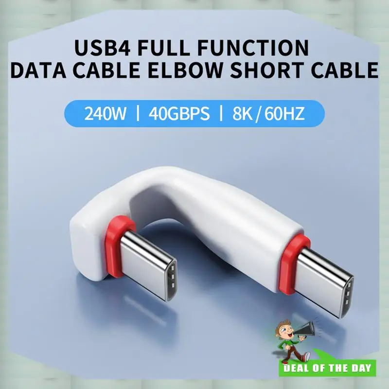 24-Hour Delivery Fast Charging 240W USB Type C Cable 90° Double Ended Short 40Gbps PD3.1 For  Laptop Phone Tablet Mobile