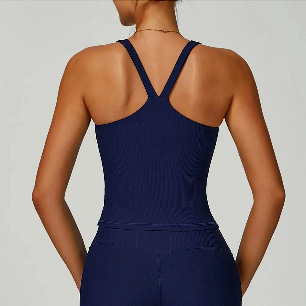 

Sports Vest Women Cross Back Yoga Tops Breathable Shockproof Fitness Sport Bra With Padded Push Up Crop Top Running Sportswear
