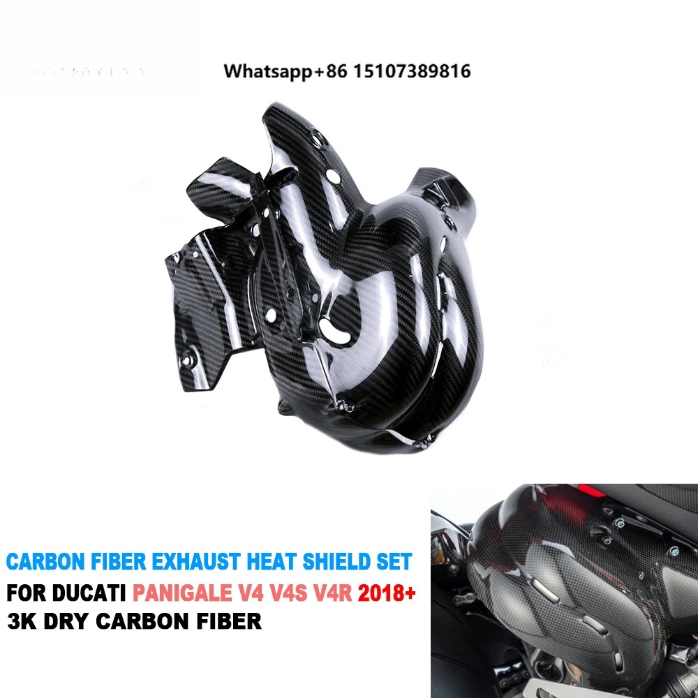

3K 100% Carbon Fiber Motorcycle Exhaust Heat Shield Set for Panigale V4 V4S V4R 2018-2021