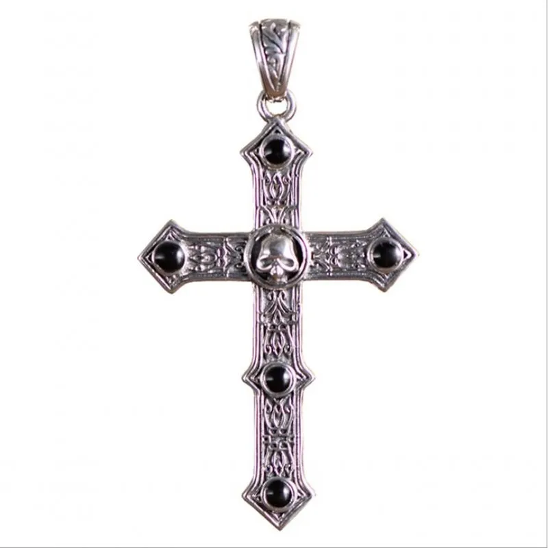 

BOCAI 100% S925 Sterling Silver Pendant for Men Women Retro Skull Pattern Trend Cross Charm Pure Argentum Jewelry Wholesale