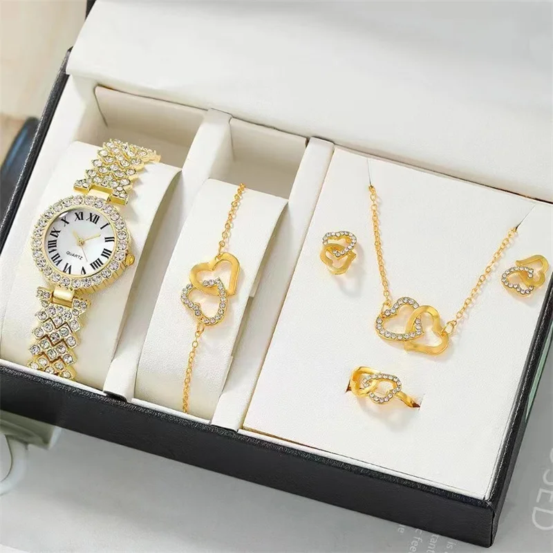 Fashion Ladies Quartz Show Bead Movement 2023 New Love Jewelry Set