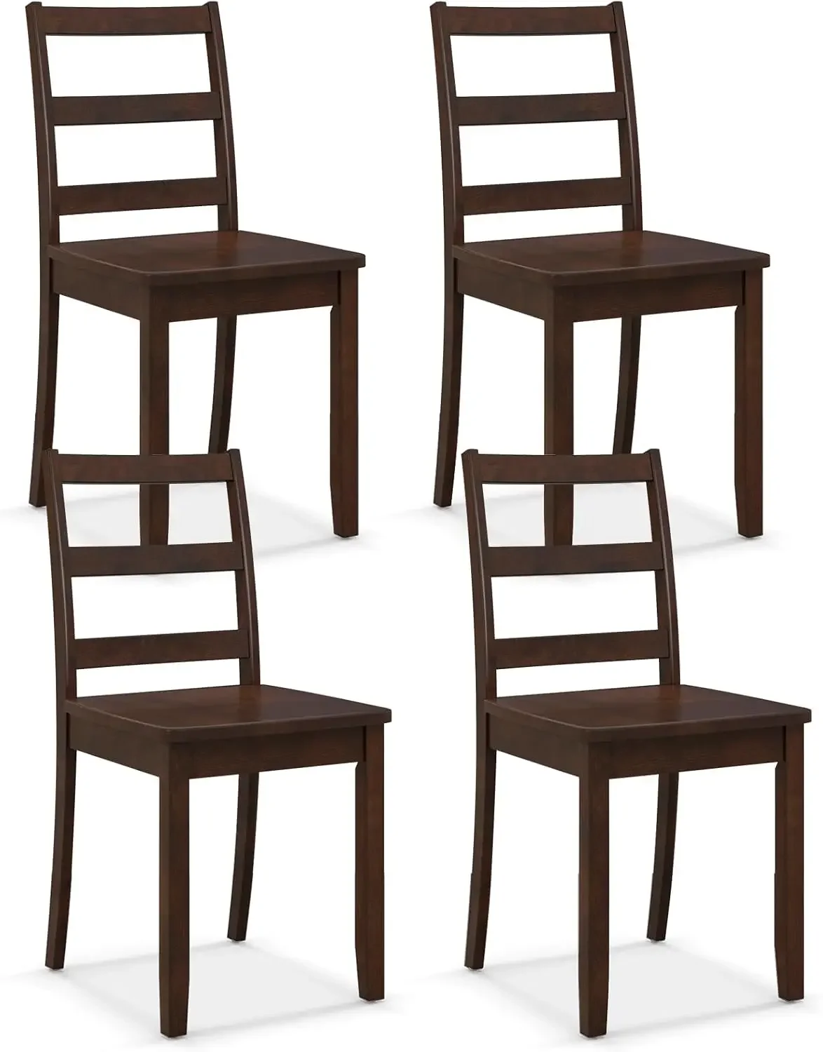 Wood Dining Chairs Set of 4 Walnut- Wooden Armless Kitchen Chairs with Solid Rubber Wood Legs, Non-Slip Foot Pads, Max Load 400