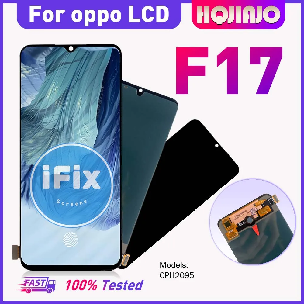 For OPPO F17 CPH2095 6.44'' OLED Touch Screen Display Digitizer Replacement Part LCD Screen Repair Assembly for f17 Mobile Phone