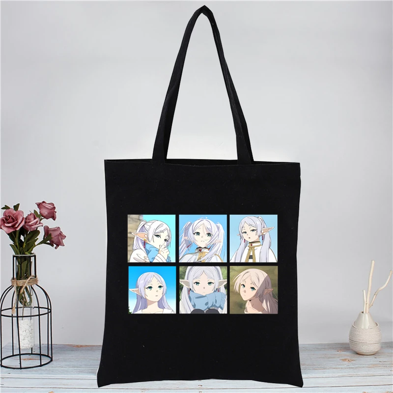 Frieren Female Fashion Handbag Canvas Bag Tote Casual Shoulder Reusable Shopping Bags