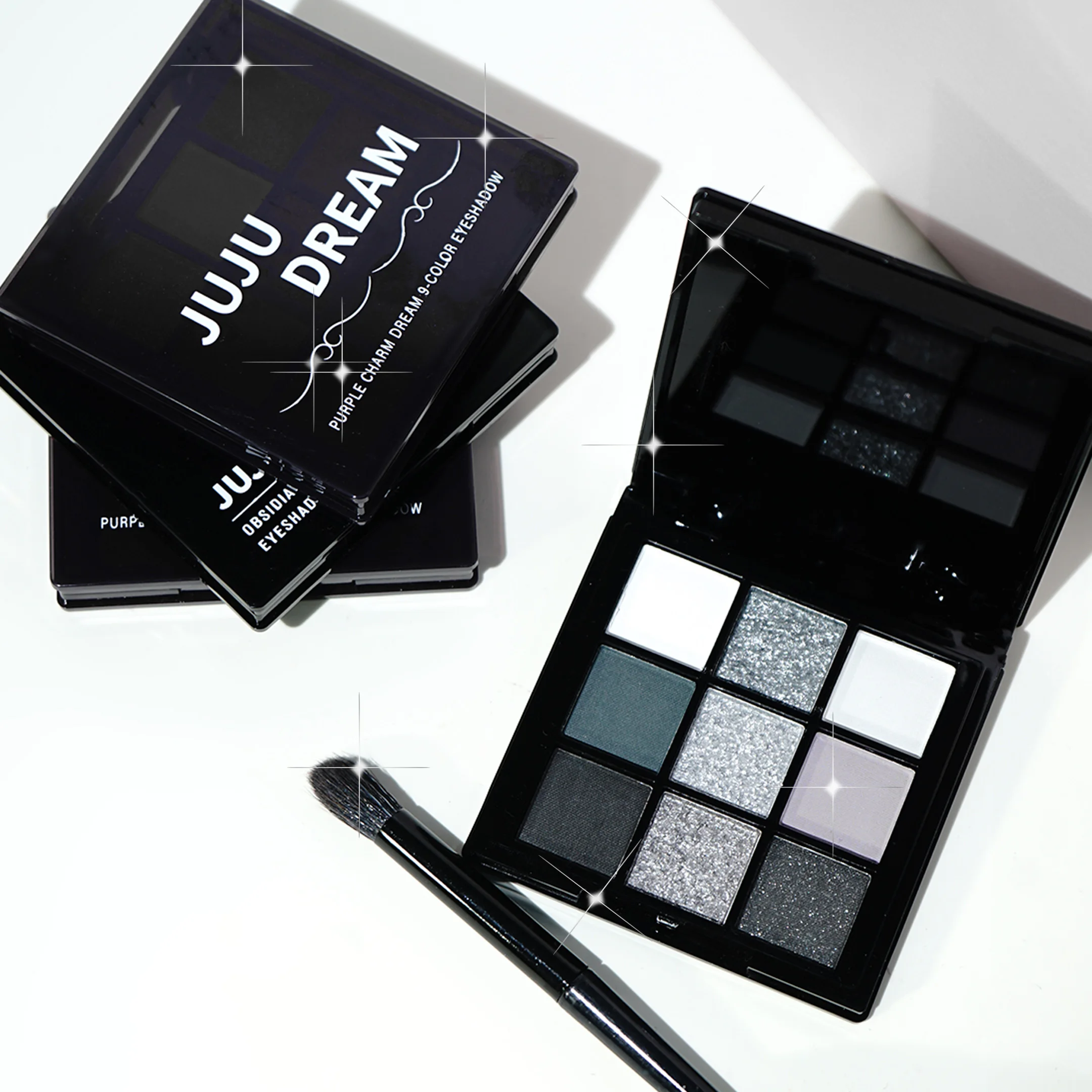 9 color Smoky eyeshadow palette, dark gray Smoky Gothic eyeshadow palette, soft matte shimmer eye makeup image 6