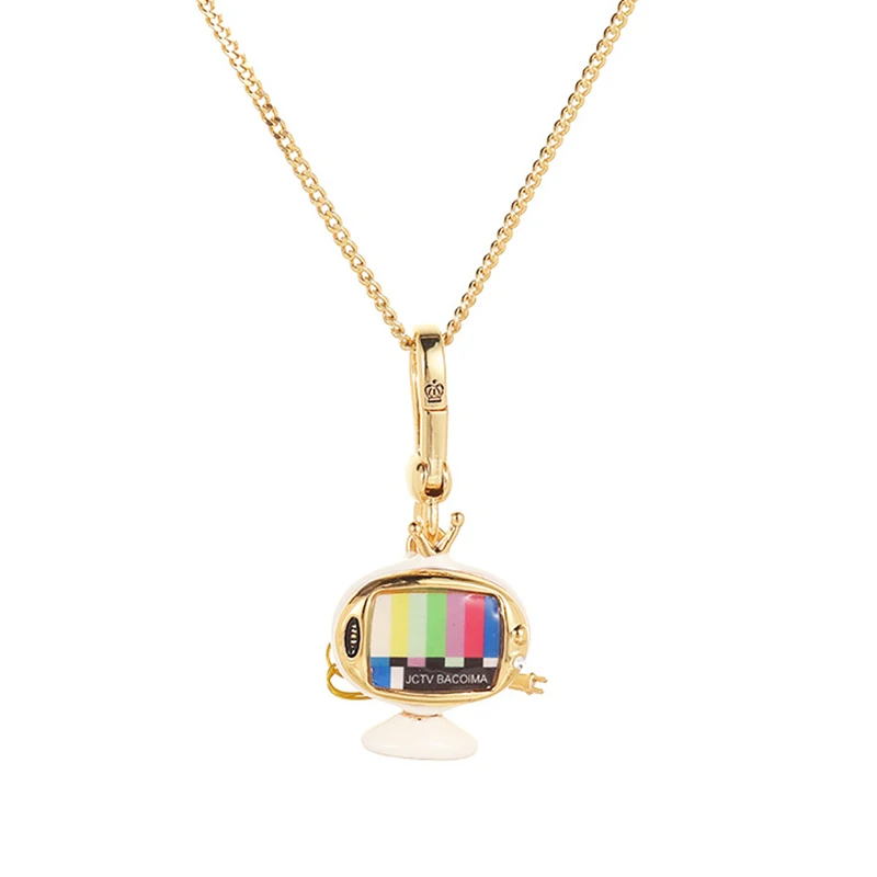 1Pc Fashion Niche Enamel Letter Printed Tv Pendant Necklace for Women Cool Party Jewelry Keychain Pendant Halloween Gifts