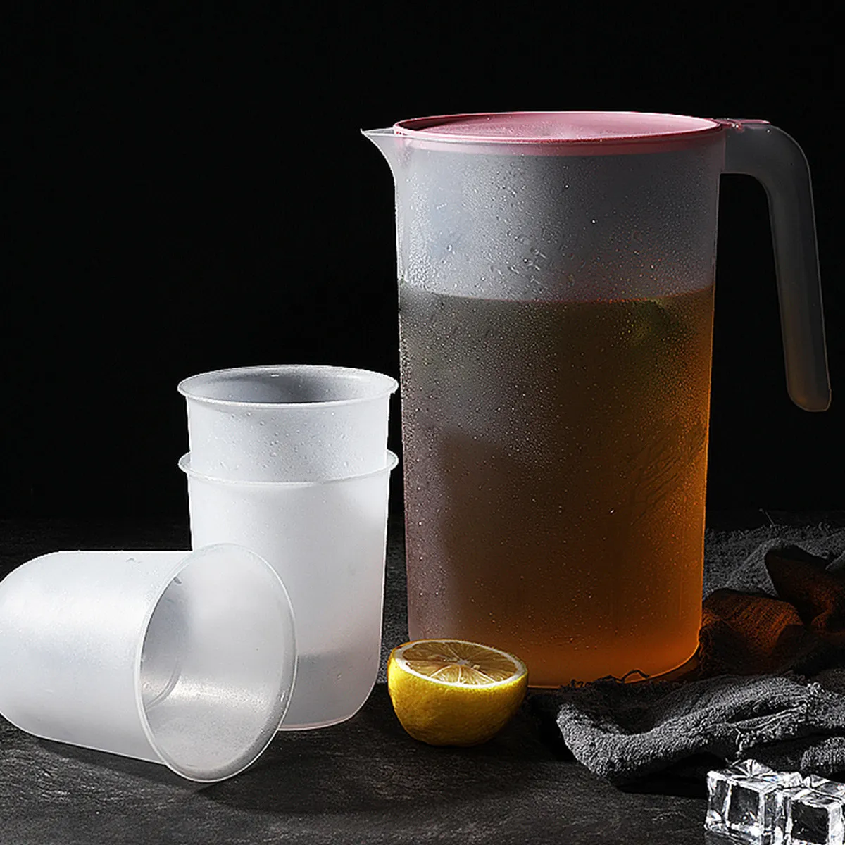 Jarra de agua de plástico de 2500Ml, gran apertura, fácil de limpiar, resistente al calor, jarra para bebidas frías y calientes, para el hogar, Picnic, fiesta, piscina, color rosa, 1 ud.